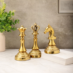 Ensemble de figurines d'échecs de luxe en métal doré, Roi, Reine, Chevalier, pour décoration de table, maison, bureau, collection, cadeau, présentoir - Product Image 5