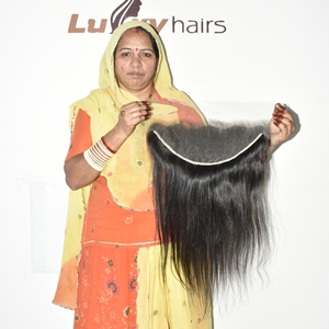 100% Natural Black Indian Human Hair HD Frontal Straight 10-22 Inches Remy Unprocessed Raw Machine Double Weft Clip-in Extension - Product Image 3