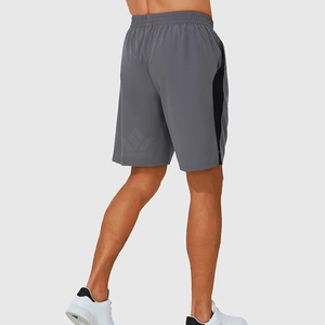 Shorts de sport pour homme bleu marine à séchage rapide, en tissu tricoté respirant, taille élastique, bande latérale bleu clair, pour la gym, la course et l'entraînement - Product Image 4