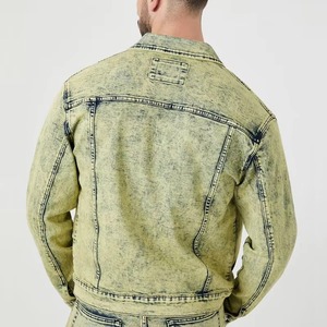 Acid Wash <b>Denim</b> Jacket Vintage Retro Jean <b>Coat</b> for Men Streetwear Fashion Outerwear Wholesale Supplier OEM - Product Image 2