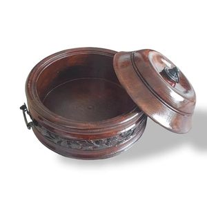 Handcrafted Wooden Storage Box with Lid Metal Clasp Vintage Carved Design Multipurpose Organizer - Product Image 4