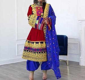 Vestido bordado a mano Afghani, ropa tradicional de Pashtun Afghani, Color rojo, cultura afgana, hecho a mano - Product Image 3