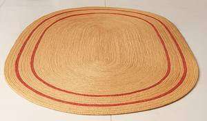 Tapis ovale en jute tissé à la main style bohème campagnard, bordure verte, tapis en fibres naturelles, décoration de sol rustique chic - Product Image 5