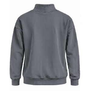 Charcoal Gray <b>Women</b> High Neck Sweatshirt <b>Long</b> Sleeve Loose Fit Pullover Fleece Mock Neck Casual Winter Streetwear Fashion <b>Jumper</b> - Product Image 2