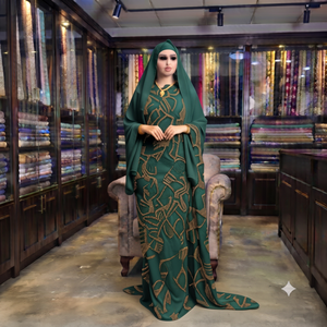Robe traditionnelle somalienne de luxe écologique en tissu Fransawi Dirac Slub blanc doux et transparent pour filles, idéale pour les mariages et les fêtes, avec châle assorti - Product Image 5