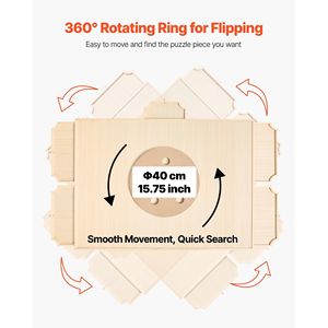 Mesa de Madera Portátil de 40x29 cm con 5 Cajones, Cubierta para Rompecabezas Giratorio de 2000 Piezas, Accesorios para Rompecabezas Diseñados para Adultos - Product Image 3