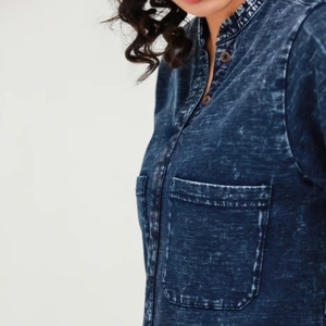 Kurta de mezclilla para niñas y mujeres, estilo americano retro, kurta informal holgada de corte recto para otoño, para niñas en 2026 - Product Image 3