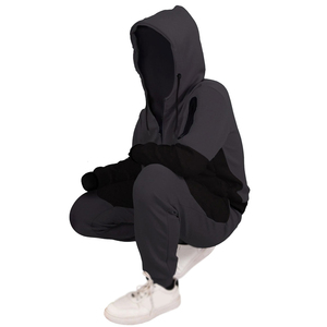 Men's Color Blocking Hooded Tracksuit Full Sleeve Zipper Sweatshirt <b>Set</b> Casual Breathable Polyester Cotton Joggers Autumn Wear - Product Image 2