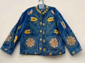 Wholesale Boho Suzani Velvet <b>Jacket</b> Oversized Kimono Winter Coat Handmade Embroidered Artisan Warm <b>Jacket</b> for Women - Product Image 2
