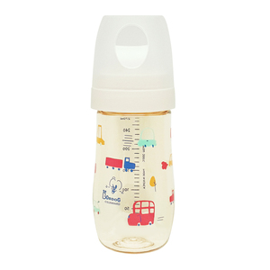 Biberón con diseño de coche Bobdog, 270 ml, color blanco crema, anticólicos, sin BPA, cuello ancho, fácil agarre, tapa de fácil apertura, marcas claras - Product Image 1