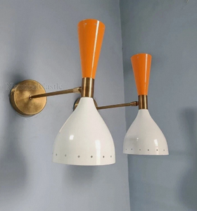 โคมไฟติดผนังทรงกลม ALI DECORATOR รุ่น Mid Century Diabolo คู่ ปรับได้ วัสดุโลหะเคลือบทองเหลือง สีส้มขาว สำหรับตกแต่งบ้าน - Product Image 1