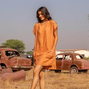 Ladies <b>Boho</b> Chic Cotton Linen Maxi <b>Dress</b> Round Neck Loose Fit Elegant Casual <b>Summer</b> Mini <b>Dress</b> - Product Image 2