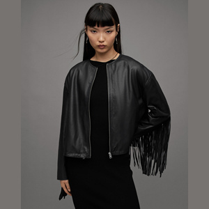 Chaqueta de Cuero Genuino para Mujer, Corta, con Cierre, Reversible, Impermeable, con Forro de Seda Térmico, Invierno 2026 - Product Image 1