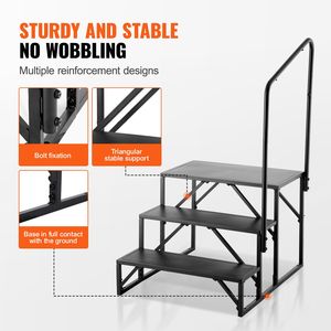 Scala a 3 Gradini per Camper con Capacità di Carico di 200 kg, Corrimano in Acciaio al Carbonio Rinforzato, Ingresso/Uscita Sicura Antiscivolo - Product Image 5