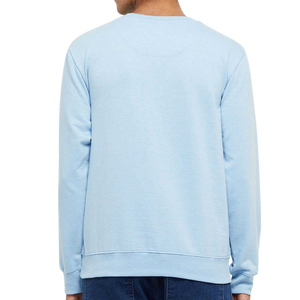 <b>Men's</b> Light Blue Crew Neck Sweatshirt Regular Fit Long Sleeve Casual <b>Pullover</b> 100% Cotton French Terry Autumn Wear - Product Image 2