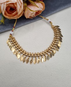 Conjunto de Collar con Colgante de Hoja Chapado en Oro Tradicional y Pendientes de Botón, Joyería de Moda de Fabricante, Conjunto de Joyas Étnicas - Product Image 4