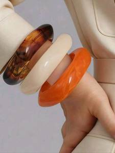 Handmade Handcrafted Resin <b>Beaded</b> <b>Bracelets</b> & Bangles with Pearl Classic Vintage Floral Design Unisex Jewelry - Product Image 4