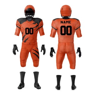 Ensemble de maillots de football américain personnalisés en gros, uniforme complet par sublimation, pantalon respirant, tenue de sport robuste pour match - Product Image 1