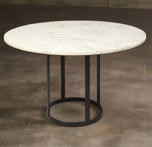Metal <b>White</b> Marble Top Black Metal Base Dining <b>Table</b> - Product Image 1