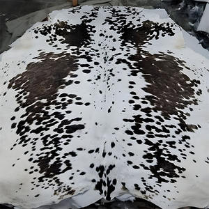 Large Cowhide Area Rug Tricolor Black Brown White Real Leather for Hotel Lobby <b>Lounge</b> Decoration and Heavy Duty Commercial Use - Product Image 6