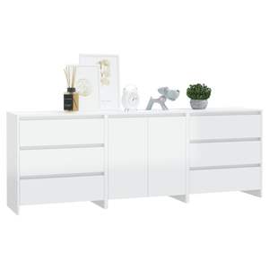 3-Piece High <b>Gloss</b> <b>White</b> Engineered Wood <b>Sideboard</b> Set - Product Image 3