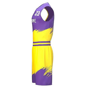 Conjunto de Uniforme de Baloncesto Sublimado Personalizado, Jersey sin Mangas con Cuello Redondo y Pantalones Cortos, Conjunto de Uniforme de Baloncesto Hecho a Medida - Product Image 4