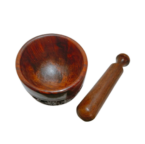Wood Mortar And Pestle Natural Rustic Style <b>Herb</b> Spice <b>Grinder</b> Manual Mashing Bowl for Kitchen Used - Product Image 6