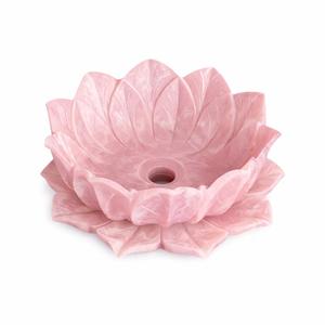 Vasque de salle de bain de luxe en quartz rose moderne en forme de fleur de lotus, écologique, à poser sur comptoir, faite à la main - Product Image 1
