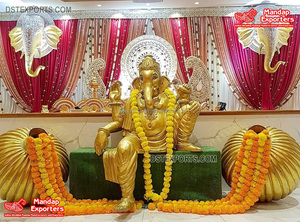 Gangasan-Ganpati de fibra para decoración de boda, decoración de vestíbulo, Ganesha - Product Image 4