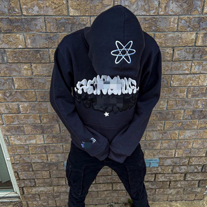 Sweat-shirt à capuche court pour homme avec logo personnalisé, impression en relief, coton lourd de haute qualité, broderie - Product Image 6