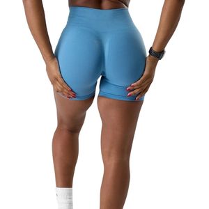 Shorts de sport taille haute extensibles bleu ciel pour femme, sans coutures, pour la gym, le fitness et l'entraînement - Product Image 2