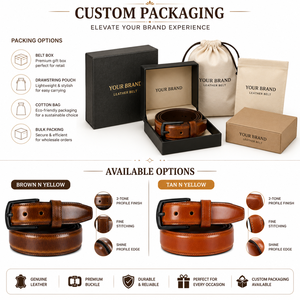 Cinturón de Cuero Genuino Premium para Hombre, Acabado de Perfil de Dos Tonos, Uso Formal y Casual, Hebilla Resistente, Cinturón de Vestir - Product Image 3