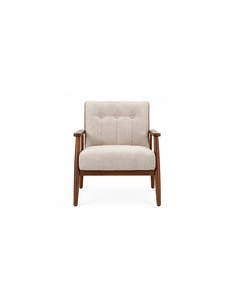 Sillón Moderno de Mediados de Siglo con Tapicería de Lino Acolchado y Patas de Madera para Muebles de Sala de Estar, Ecológico, Fácil de Reclinar - Product Image 1