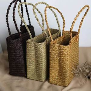 Sac fourre-tout en rotin fait main, style bohème rectangulaire, décoration intérieure, panier 100% artisanal en fibres naturelles - Product Image 1
