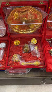 Ensemble de thali en laiton bohème pour la Pooja, ensemble cadeau pour Diwali - Product Image 3