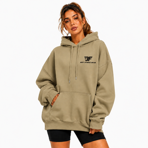 Sweat-shirts pour femmes de haute qualité avec logo personnalisé, 330 g, 100 % coton, molleton épais, couleur unie, taille grande, surdimensionné - Product Image 4