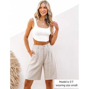 Shorts Chino Bermuda Frankie para Mujer, Shorts Casuales de Cintura Alta, Shorts de Verano de Algodón para Mujer, Shorts de Moda - Product Image 4