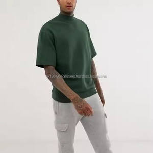 Nouveau design de vêtements souples pour hommes T-shirts en pur coton à manches courtes LOGO personnalisé col roulé col montant vêtements amples pour hommes vente en gros - Product Image 1