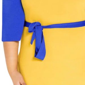 Elegante Vestido de Dos Tonos en Dorado y Azul Real con Mangas Tipo Capa para Mujer, Estilo Formal para Fiestas, con Capa Fluida Superpuesta, a la Moda - Product Image 4