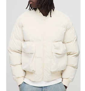 Veste matelassée décontractée en coton tricoté imperméable et écologique avec poches cargo pour homme – Doudoune blanche tendance - Product Image 6