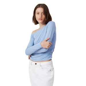 Camisetas de Manga Larga para Mujer, Diseño Casual de Verano, Hombros Caídos, Moda Urbana, Alta Calidad, Nueva Colección - Product Image 1