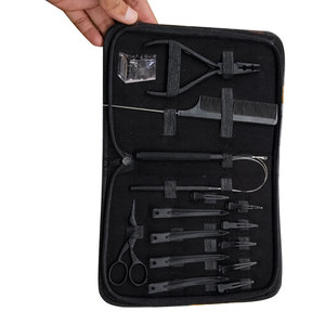 Kit d'outils professionnels pour extensions de cheveux noirs, ensemble complet d'installation de micro-anneaux avec aiguilles à boucle, pinces à extensions et outil de finition - Product Image 2