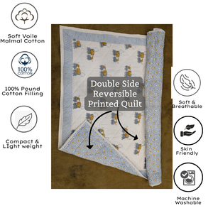 New Arrival Premium Elegant All-Season Super Soft Hand <b>Block</b> Print Jaipuri Skin-Friendly 100% Cotton Baby <b>Bed</b> Quilt 60x40" - Product Image 4