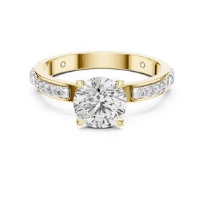 Luxury Round Cut Moissanite Diamond Engagement Ring Solitaire With Accents Wedding Bridal Ring Anniversary Gift For <b>Wife</b> - Product Image 5