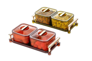 2-Piece Rectangular Food Storage Container Set Handles Light Luxury Design Sustainable <b>Plastic</b> Plaid Pattern Airtight Leak - Product Image 4