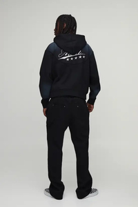 Unisex Navy Blue Hooded Tracksuit Full Zip Regular Fit Solid Color <b>Polyester</b> Sweatpants Side Pockets Spring Casual Wear 2 1 Dot - Product Image 6