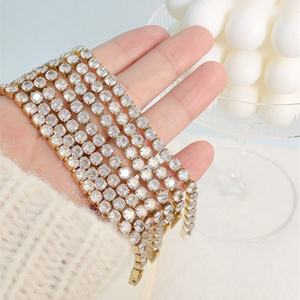 Popular Style Light Weight Tennis <b>Bracelet</b> Round Brilliant Cut Fashion 18K Gold Element Jewelry Channel Setting Unisex <b>Bracelet</b> - Product Image 4