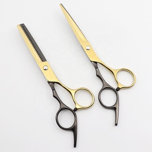 Black and Gold Professional Hair Cutting Thinning Shears Hairdressing Comb Standard Scissors <b>Set</b> Scissors Kit - Product Image 3