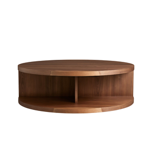 Mesa de Centro Redonda Moderna y Minimalista de Madera de Teca Sólida con Elegante Estante Abierto para Almacenamiento, Mueble Ahorrador de Espacio para Sala de Estar - Product Image 2