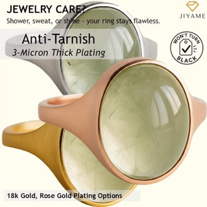 Handmade Brass Green <b>Jade</b> <b>Ring</b> Minimalist Round Gemstone <b>Ring</b> Natural Stone Boho Vintage Jewelry for Women - Product Image 4